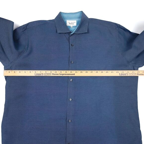TED BAKER Endurance Long Sleeve Button Down Dress Shirt in Slate Blue Mens 17.5 - Picture 5 of 7